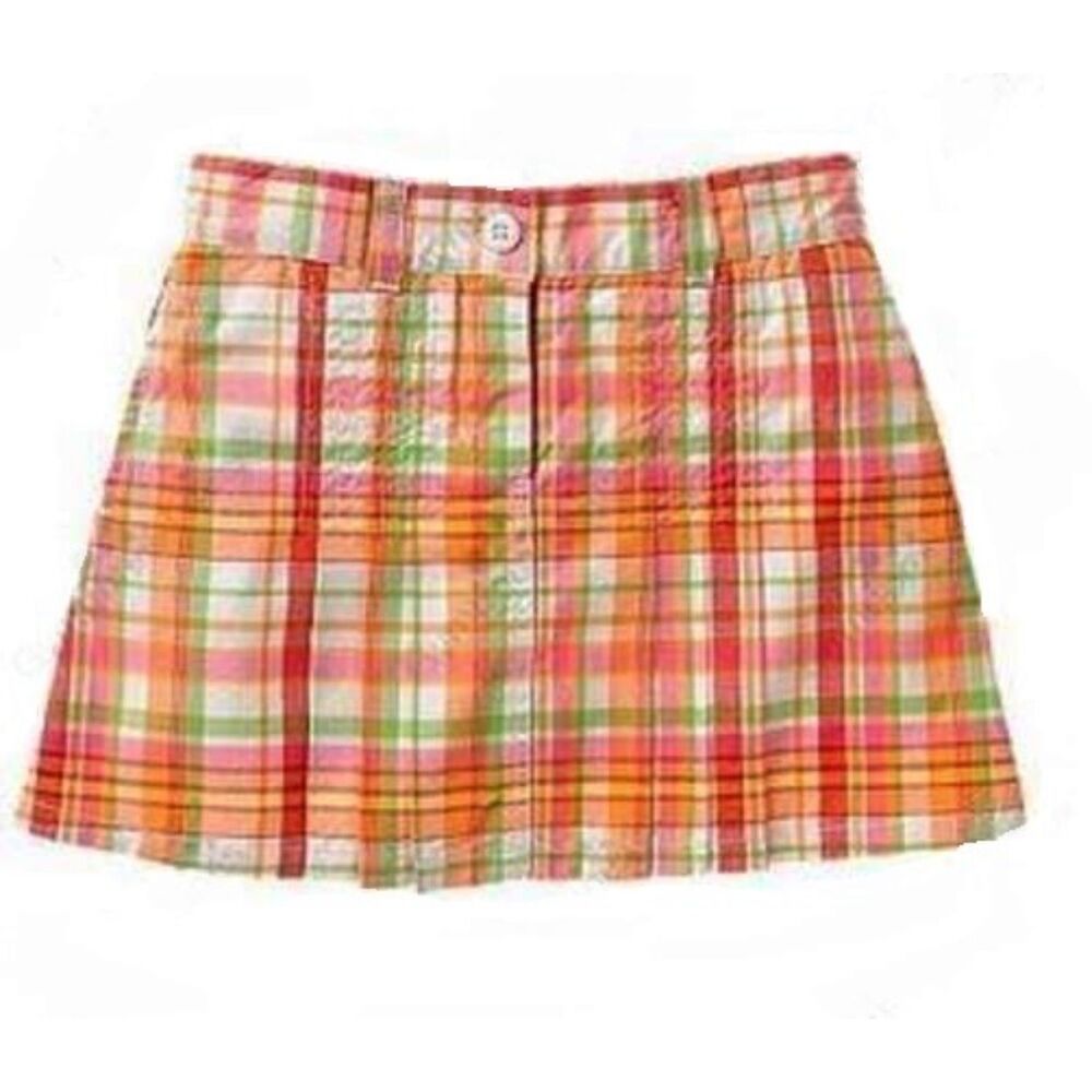 NEW Gymboree Girls 5 6 skort skirt Cherry Baby pleated plaid orange pink green